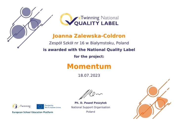 National Quality Label for project Momentum