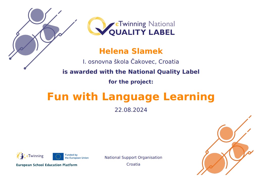 Quality Label for our Project From Croatia