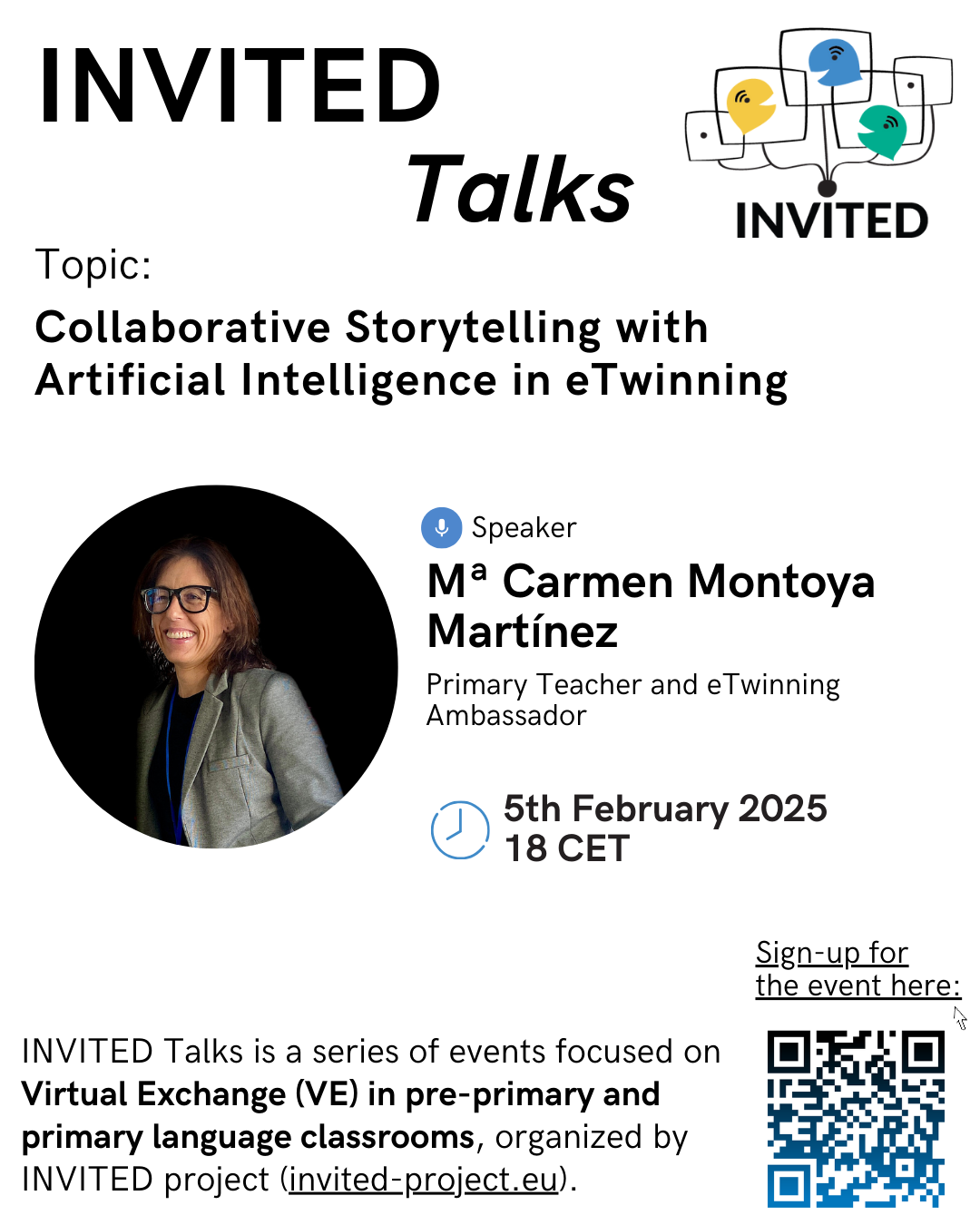 poster of the event containing the title, time and date (5th February, 18:00 CET) and a photo of the speaker