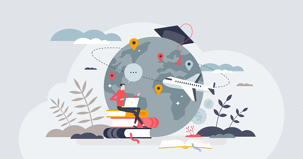 Graphic of teacher travelling
