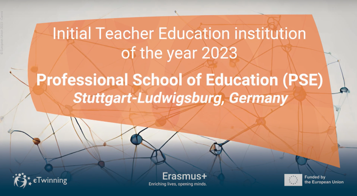 text reads: initial teacher education institution of the year 2023, professional school of education Stuttgart-Ludwigsburg, Germany