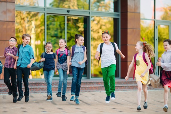 Group of children going to school together