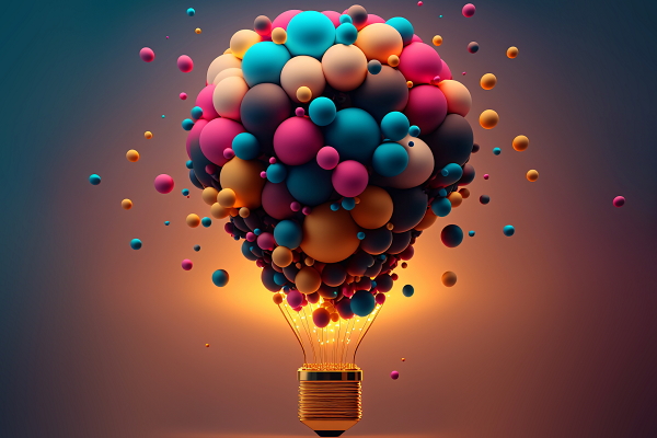 Illustration: Colourful lightbulb