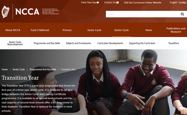 NCCA website: Transition Year