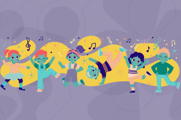 illustration of kids dancing