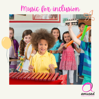 Happy multicultural students playing musical instruments