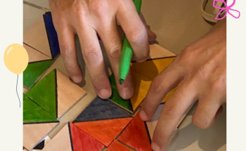 Making shapes wooden painted tiles