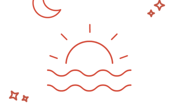 The sun rising from the sea with the moon