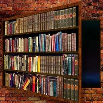 A bookcase door in the wall