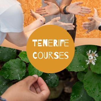 Tenerife courses logo with participants hands doing activities