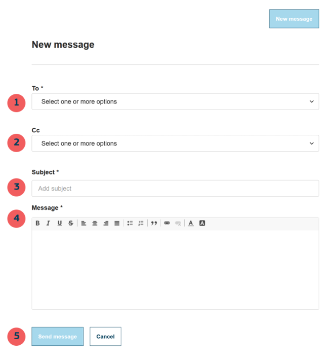 New message interface