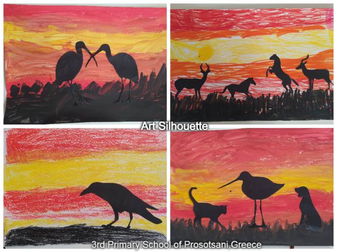 Animals in Silhouette at Sunset