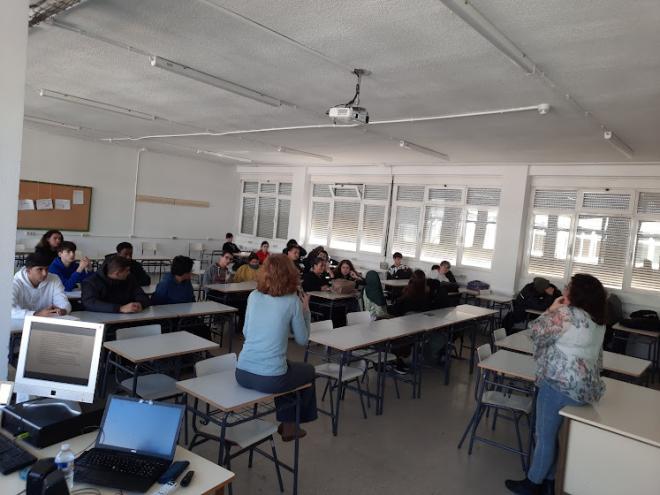 Ana Portilla y Ana Granados en el IES Palomeras-Vallecas