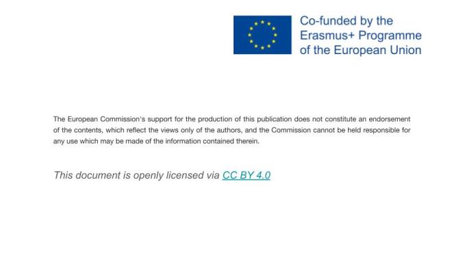 Information, confirmed by the logo, that the European Commission is not responsible for the content contained in this document. There is also information about the use of website content in accordance with the CC By open license ​