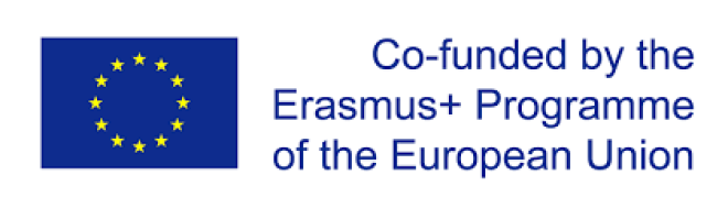 Logo of the Erasmus+ program with text about co-financing from EU funds