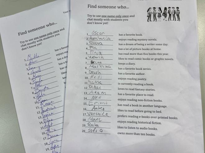 Ice breaking activities related to literature.