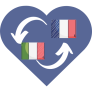 Italian and French Flags with arrows in a blue heart