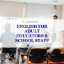 adults learning english in a classroom