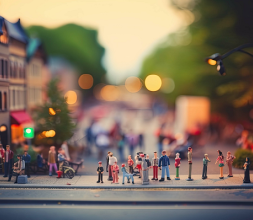 Model of city street in miniature