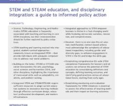 JRC STEM and STEAM education policy brief - front cover
