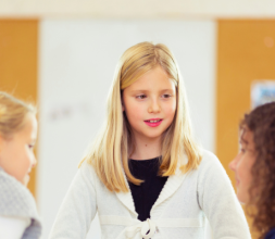girls debating in class