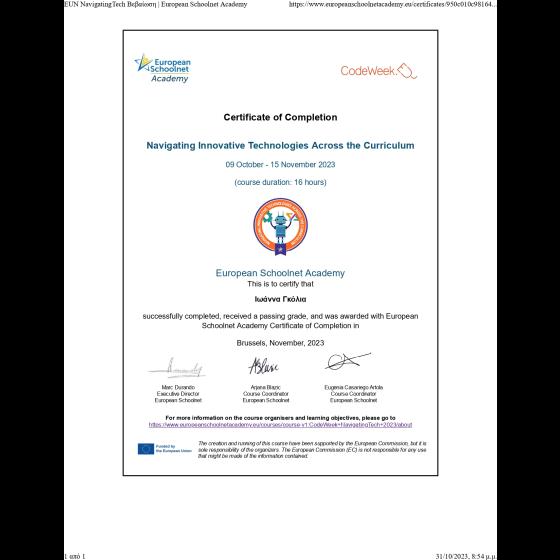 MOOC Navigating Innovative Technologies Across the Curriculum