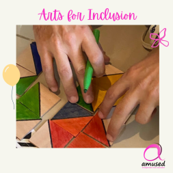 Making shapes wooden painted tiles