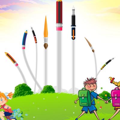 Students happily go to school and use their imagination and knowledge for new ideas and creativity.