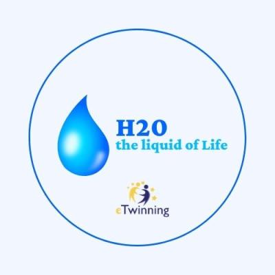 Our project logo - blue background. In the circle there is a title H2O.