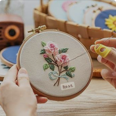 English learning with cross-stitching.