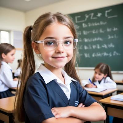 An AI produced photo of a girl in a classroom