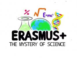 Logo created by participants. Contains the name of the project The Mystery of Science and icons representing included fields of studies.