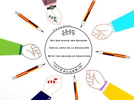 Dieses Foto ist das Logo, das unsere Schülerin Mara entworfen hat, das das Thema unseres Projektes darstellt. Hände und Bleistifte stehen für die Kraft der Bildung. 