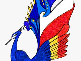 The logo contest winner is the image of a beautiful peacock with the flags of the participating countries and European Union as feathers
