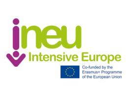 Auf dem Bild ist das INEU logo sowie das Logo Förderung durch die Europäische Union zu sehen.