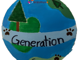 Our logo is the globe, with the text "Generation Green" ans some trees and animal footprints. On the north site, the Erasmus+ logo can be found.