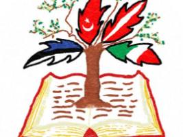 The tree growing from a book represents the knowledge that partner schools will gain through this project.