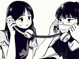 Young people talking on a landline