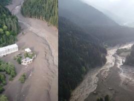 Tragedy in Shovi (Georgia --Landslide in Racha:) from the disaster zone