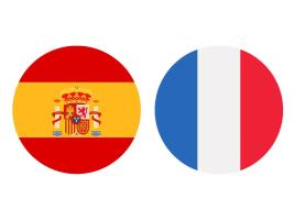 Drapeaux de l'Espagne et de la France