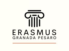 Columna estilizada con, en la base, la inscipción Erasmus Granada Pesaro
