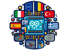 Project Logo integrating the flags from Romania, Turkey, Italy, Greece and Spain plus the Arduino logo