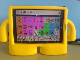 " I have something to say" write in an Aided Language Stimulation communicator.