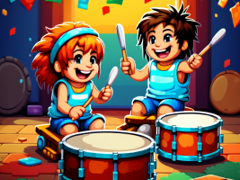 kids play drums while talking