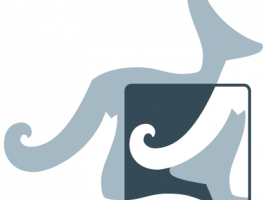 Official logo of 'Kangourou sans Frontières'. Image of two kangaroos as part of a tesselation.