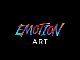 Emotionart: The first part of the titel (emotion is write with a lot of colours), the other part (Art) with white colour. The background is black and highlights the two words.