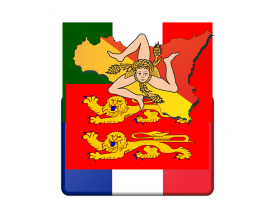 Drapeaux sicilien et normand, italien et français
