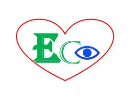 Imaginea reda inima simbolul vietii intretinute de verdele naturii. Ochiul reprezinta preocuparea noastra pentru ecologie.