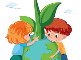 Eco children help the Earth to be green.