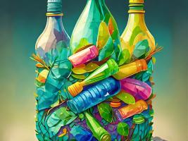 Art with plastic bottles.